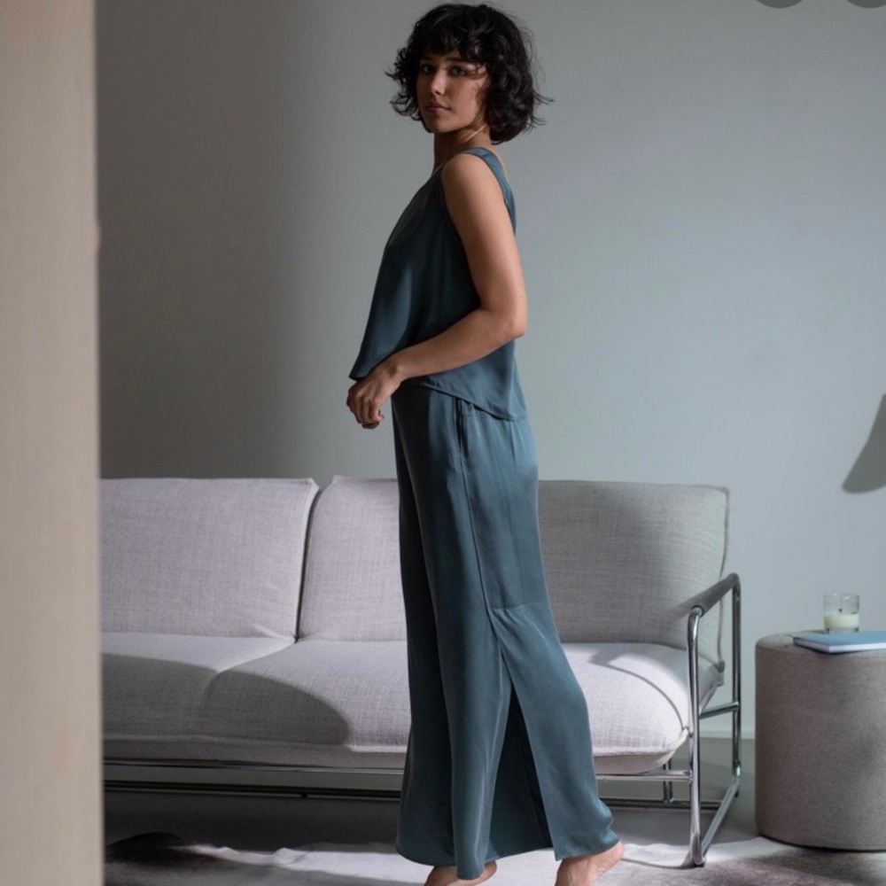Lunya Silk Pant Set, Size S, Juniper Green